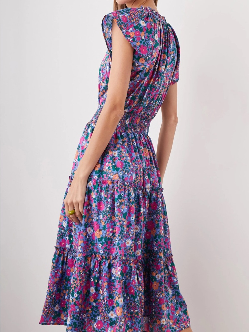 Rails Purple Floral Tiered Smocked Midi Dress - Picture 3 of 7